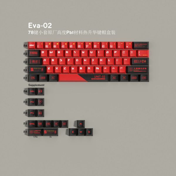 Eva-02 78 Keys PBT Original Height Keycaps