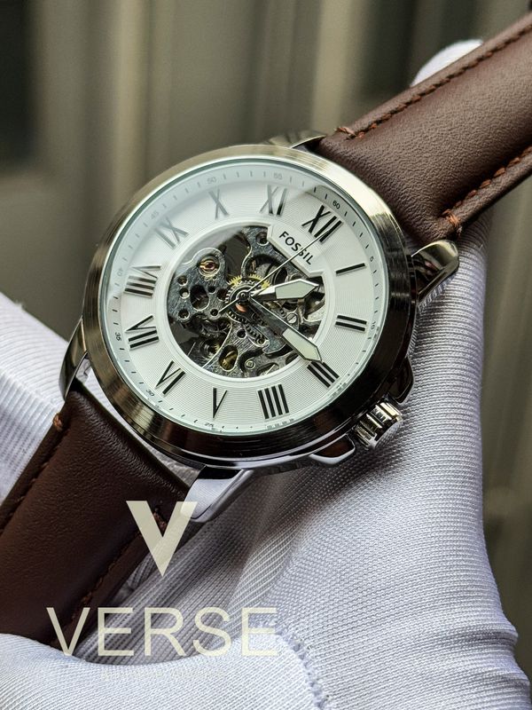 Fossil Belt White Dial Brown Auto