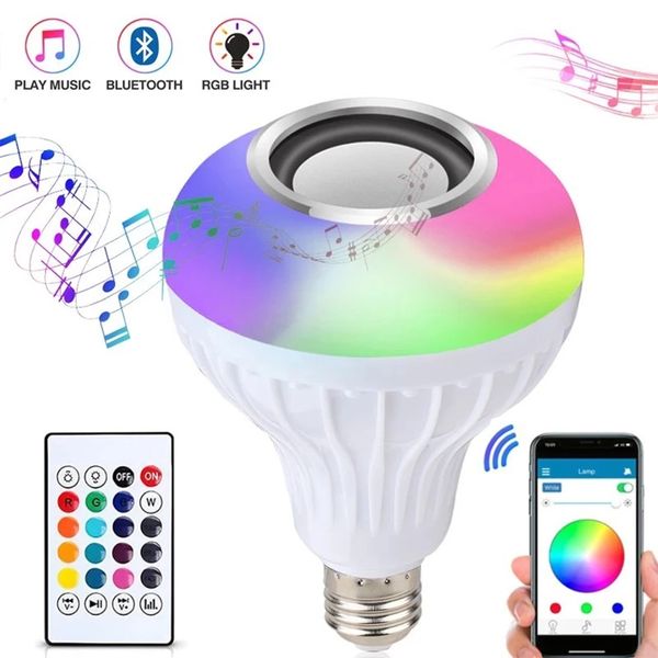 Smart Led Remote Control Bluetooth Speaker Music Bulb - AC 220V, RGB remote control Bluetooth music bulb lamp, Led Music Bulb With Bluetooth Speaker - Pin System