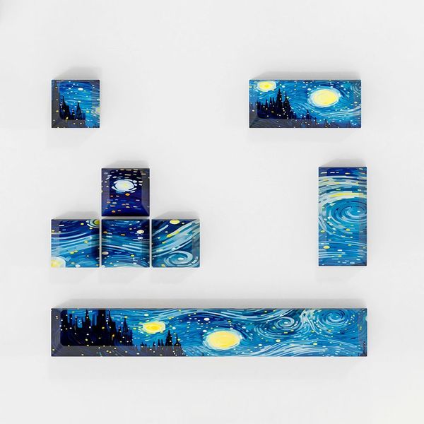 Van Gogh Cherry Keycaps Set with Spacebar Arrows - Set of 8 Keys