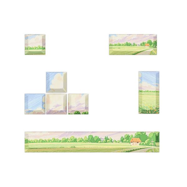 Serene Fields Cherry Keycaps Set with Spacebar Arrows - Set of 8 Keys