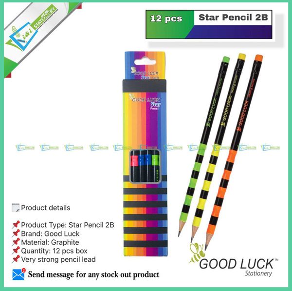 Good Luck Star Pencil 2B- Pack of 12pc