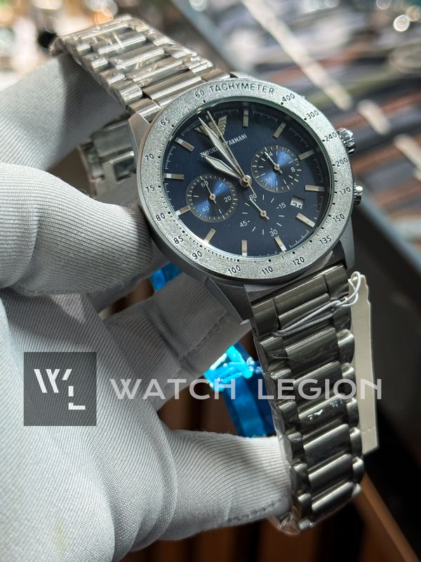 ARMANI CHAIN MATT SILVER BODY BLUE DIAL