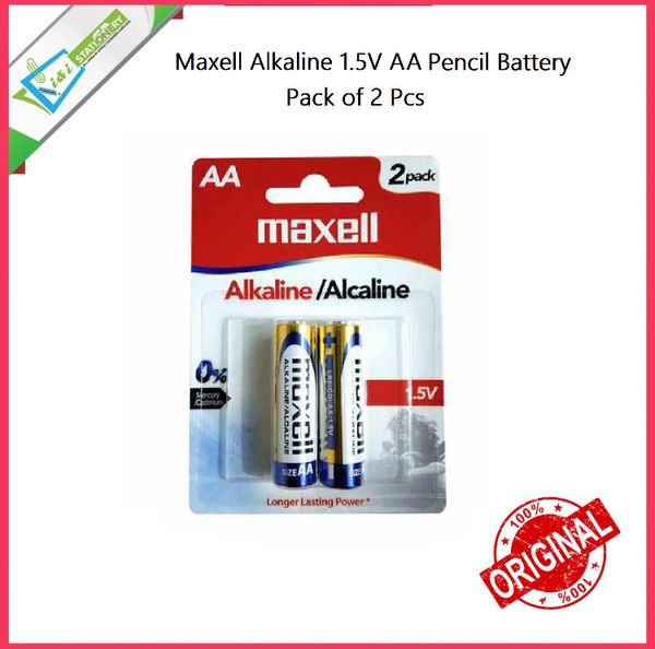 Maxell AA Size Alkaline Pencil Battery 1.5V Pack of 2 pcs
