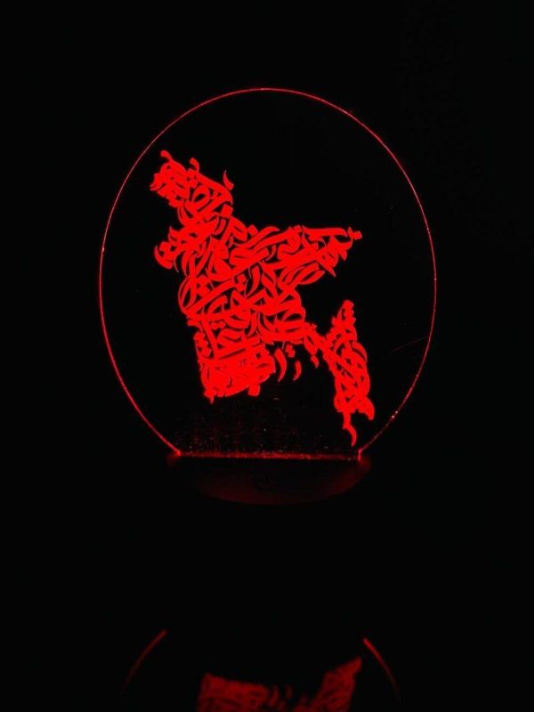 GearUP Acrylic Multicolor Night Lamp Black (BD Map)