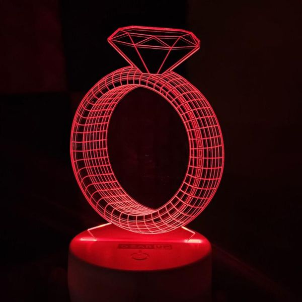 GearUP Acrylic Multicolor Night Lamp Black (Diamond Ring)
