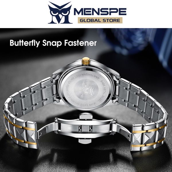 💥MENSPE Waterproof Steel Strip Double Calendar Wrist Watches - Image 5
