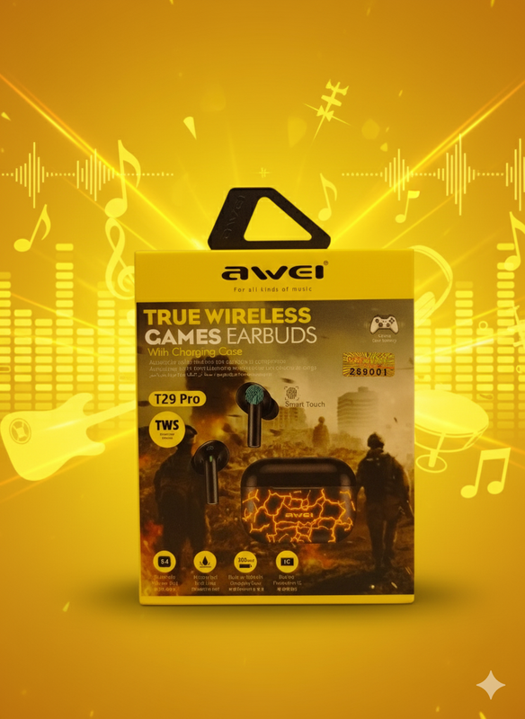 Awei T29 Pro Gaming Earbuds | Bluetooth 5.1 TWS with RGB Lights