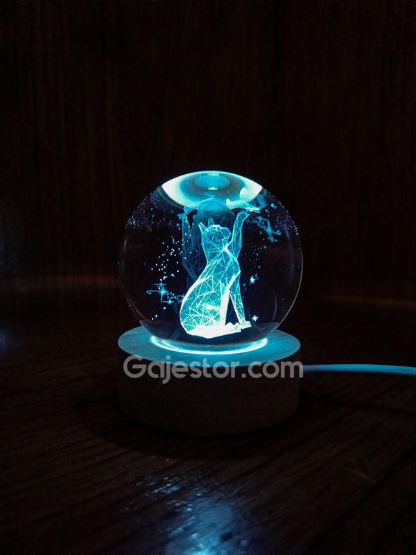 7 colour 3D crystal ball lamp ( cat variant )