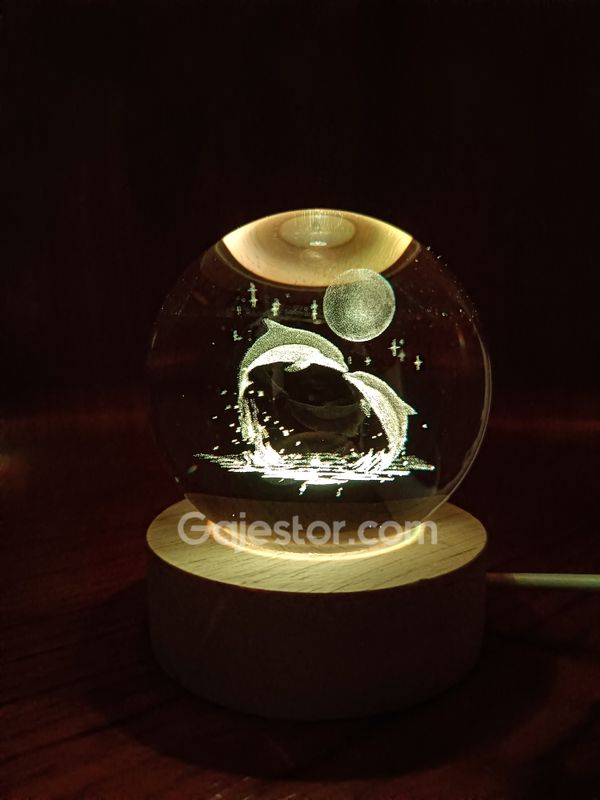 7 colour 3D crystal ball lamp ( dolphin variant )