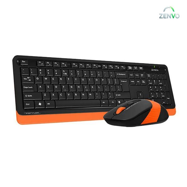 A4TECH FG1010 Wireless Keyboard Mouse Combo with Bangla – Orange Color