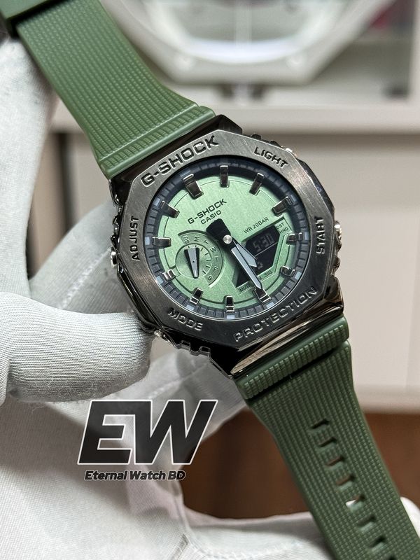 CASIO GSHOCK GM 2100 GREEN DIAL BLACK CASE  GREEN DIAL