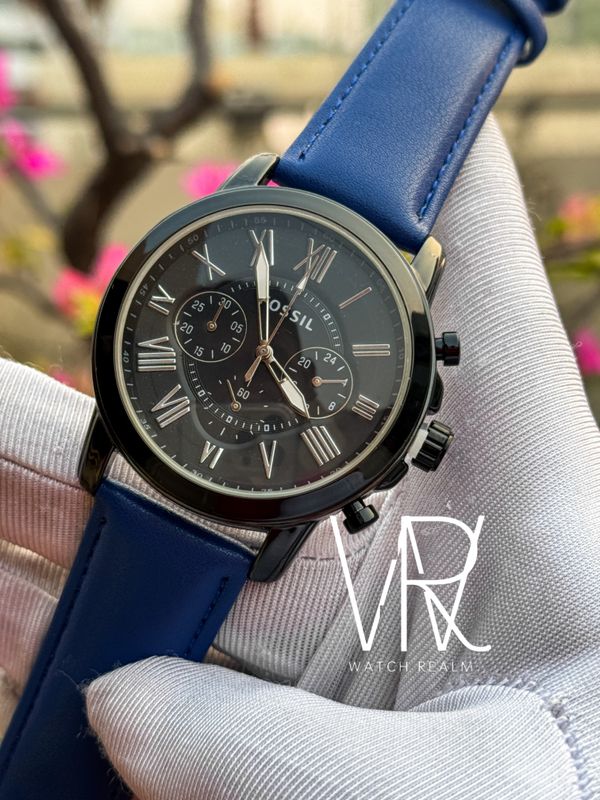 FOSSIL GRANT CHRONO BLUE BELT BLACK CASE