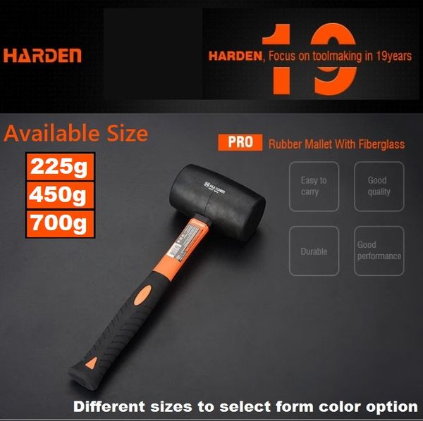 HARDEN Rubber Mallet (250gm | 500gm | 700gm ) with Fiberglass Handle Professional 590412 | 590415 | 590417