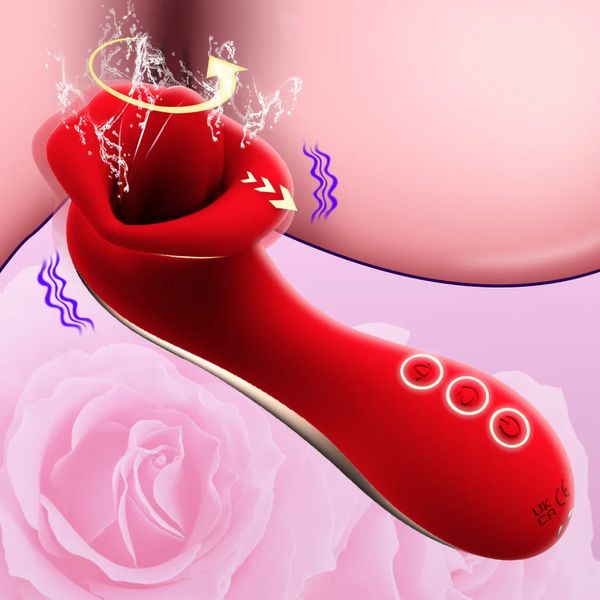 Handle Mouth Shaped Vibrator 10 Tongue Licking Kissing Clit Nipple G-Spot Vibrators Clitoral Stimulator Adult Sex Toys for Women