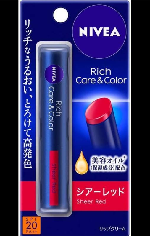Nivea Rich Care & Coloring Lip Sheer Red Spf 20 PA ++ (Spf Lipbalm) 2g