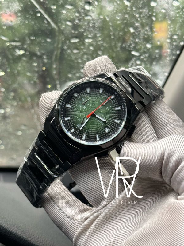 FOSSIL EVERETT BLACK CHAIN GREEN DIAL