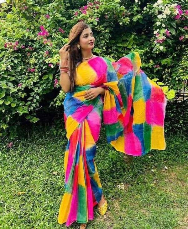 Hand Print Half Silk Sharee