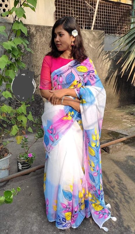 Hand Print Half Silk Sharee