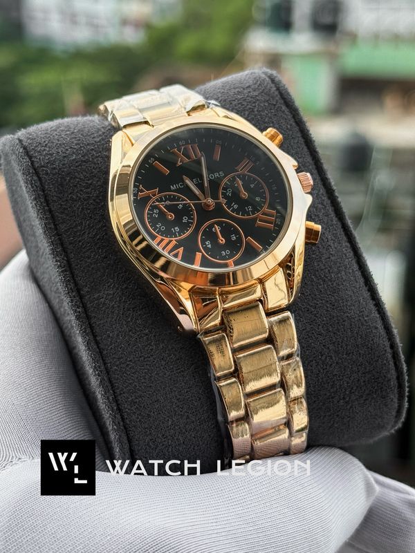 MK CHRONO INSPIRED ROSE GOLD CASE BLACK DIAL