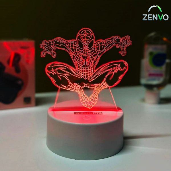 GearUP Acrylic Multicolor Night Lamp (Spider Man)- WHITE