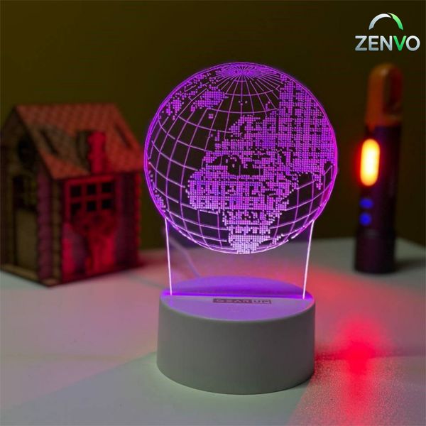 GearUP Acrylic Multicolor Night Lamp (Globe)- BLACK