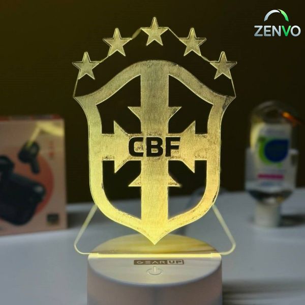 GearUP Acrylic Multicolor Night Lamp (Brazil Logo) – WHITE