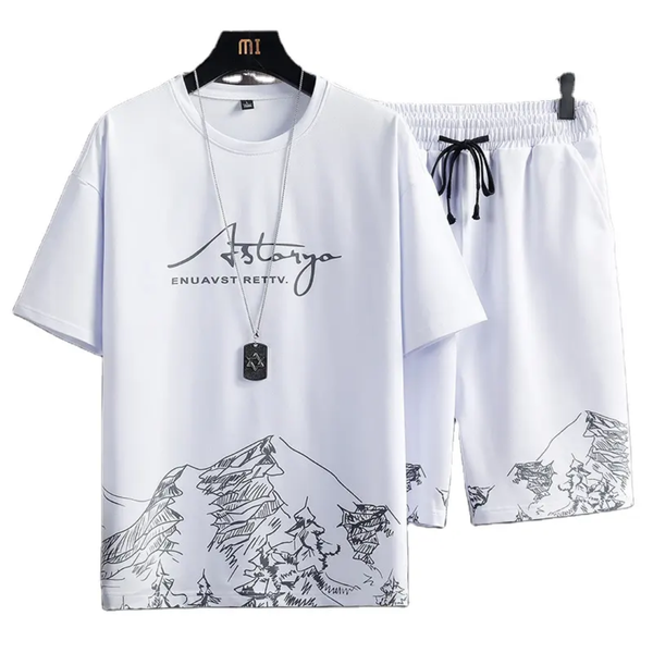 MAISHUSHU Men's Sets Hip Hop Clothes Streetwear Summer Outfit Male T-Shirt and Shorts Two Pieces Hip-Hop Set Casual (Hh0815 Black,Medium)