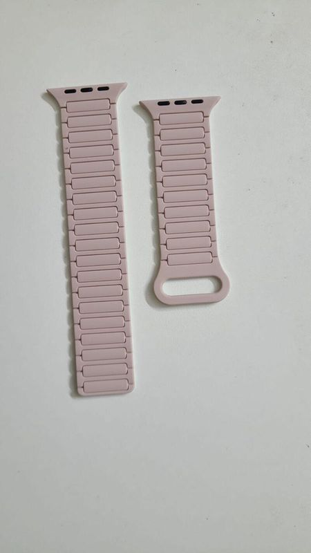Dual Color Silicon Magnetic Strap For Smart Watch- 42/44/45/49mm- Pink+Paste Color