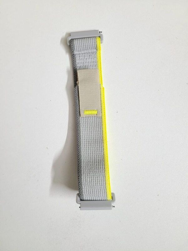 Pin Lock Dual Color Fabric Stap For Smart Watch-20mm -Ash+Yellow Color