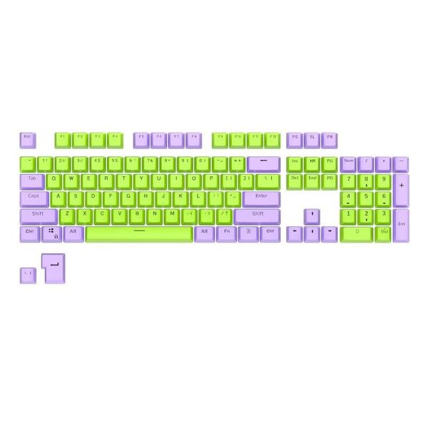 PBT Shine-Through Keycaps - Purple on Green