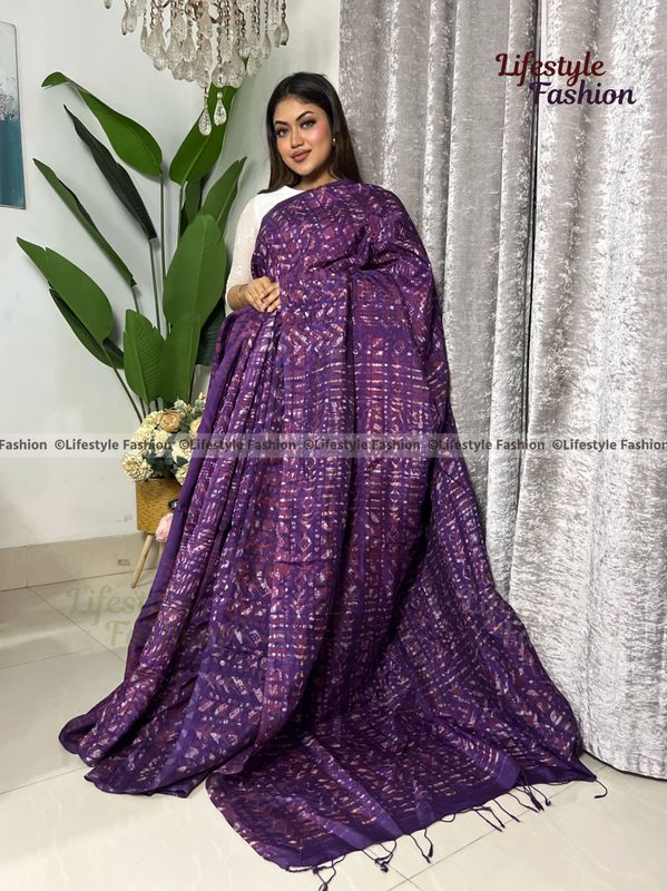 প্রিমিয়াম কোয়ালিটি কালারফুল সিল্ক বাটিক শাড়ি (LF-25-963)