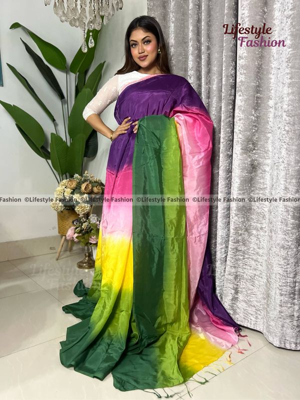 প্রিমিয়াম কোয়ালিটি কালারফুল সিল্ক বাটিক শাড়ি (LF-25-961)