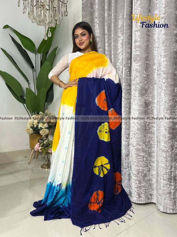 প্রিমিয়াম কোয়ালিটি কালারফুল সিল্ক বাটিক শাড়ি (LF-25-967)