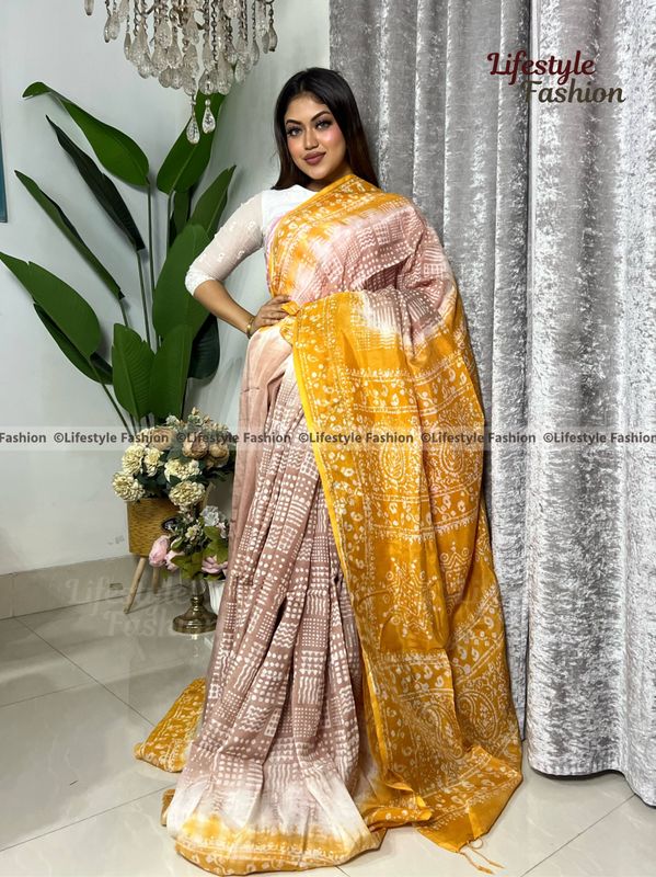 প্রিমিয়াম কোয়ালিটি কালারফুল সিল্ক বাটিক শাড়ি (LF-25-960)