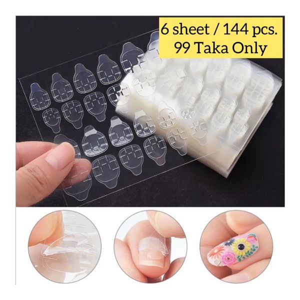 6 Sheets/144 pcs nails glue sticker. 99 Taka only 😍