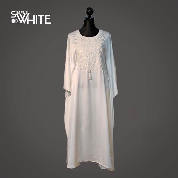 Simple White Embroidered Kaftan