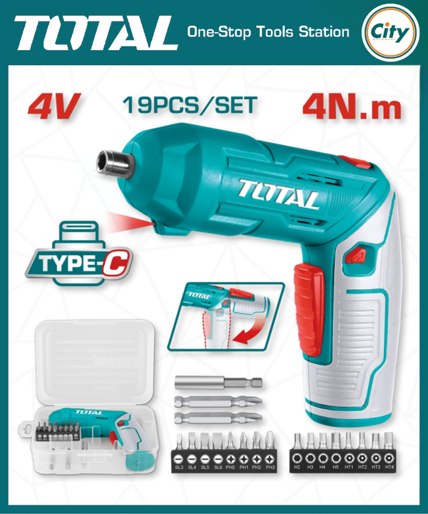 Total Tools 4v লিথিয়াম আয়ন কর্ডলেস স্ক্রু ড্রাইভার TSDLI0442