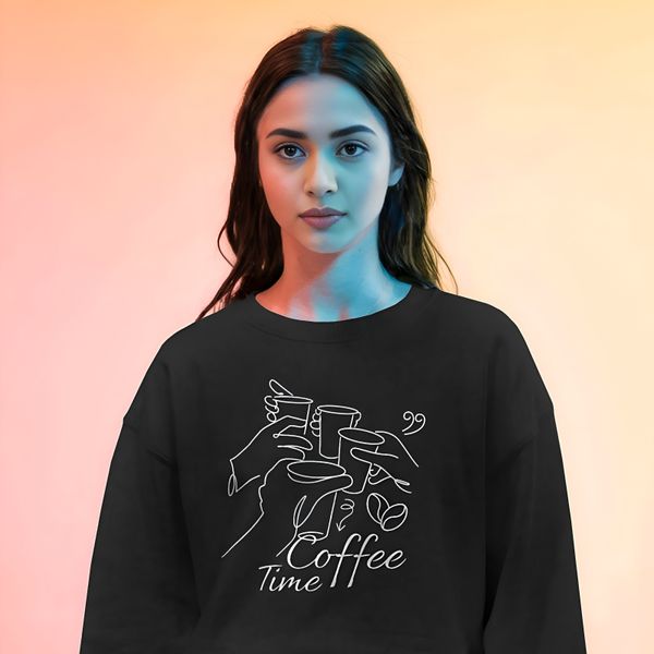 Black Coffee Time - Oversized Drop Shoulder Sweatshirt