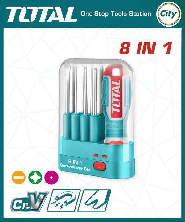Total Tools ৯ পিস ইন্টারচেঞ্জেবল স্ক্রু ড্রাইভার সেট THT250906