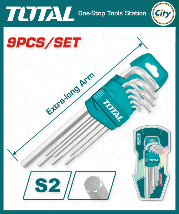 Total Tools ৯ পিস হেক্স কি সেট এক্সট্রা লং হ্যান্ডেল এর সাথে THT106192