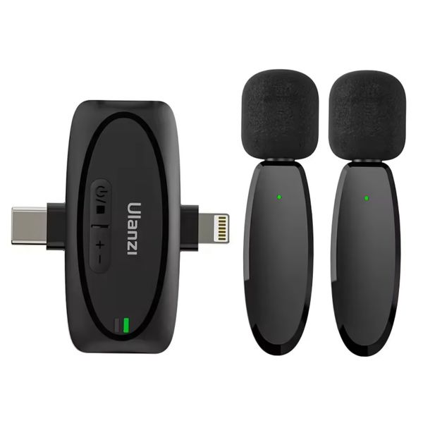 Ulanzi V6 3-in-1 Wireless Lavalier Microphone for iPhone, Android, Tablet & Camera