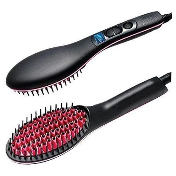 Simply Straight Ceramic Hair Straightening Brush – Ionic Hot Comb with Adjustable Temperature