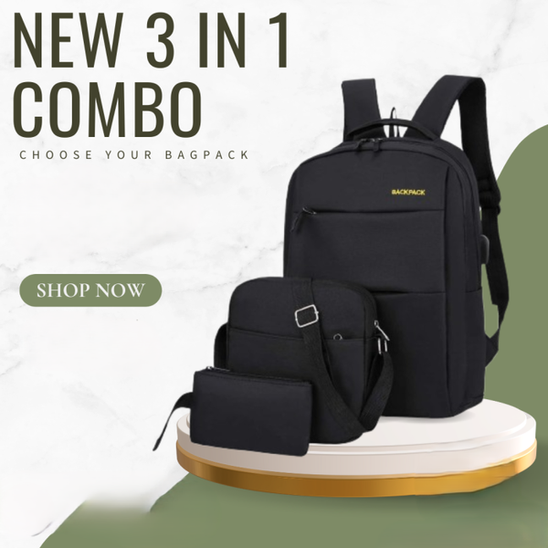 ৩ পিস চায়না ফ্যাশনেবলস ব্যাকপ্যাক কম্বো সেট Bag