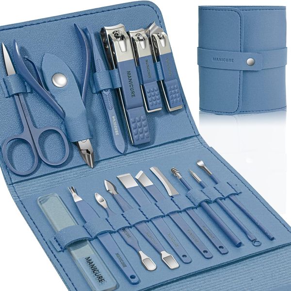 Premium 16PCS Stainless Steel Manicure & Pedicure Grooming Set