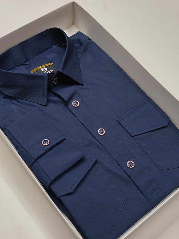 Ajwah Premium Kabli Panjabi – Navy Blue Edition