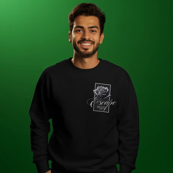 Escape Black Rose - Oversized Drop Shoulder Sweatshirt