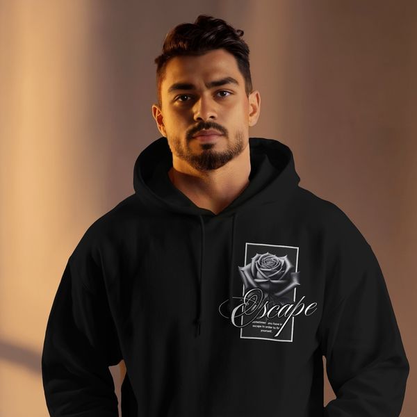 Escape Black Rose - Oversized Drop Shoulder Hoodie