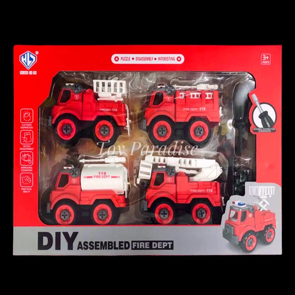 4pcs DIY Fire Car