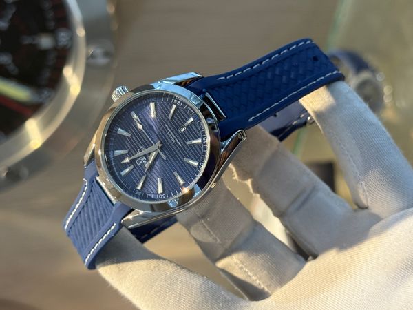 OMEGA AQUA TERRA BLUE  DIAL BLUE BELT